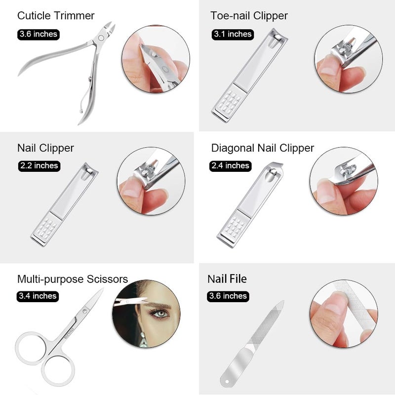 ZIZZON Nail Clippers Kit Manicure Pedicure Set with Holographic Case(Purple) - Image 5